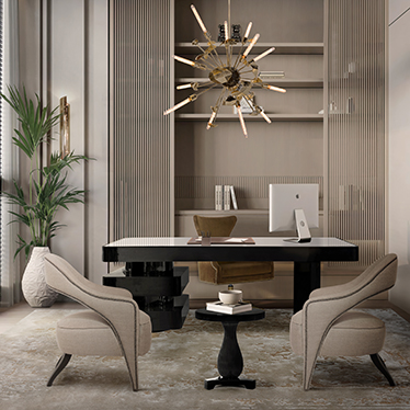 SHINTO DESK, TELLUS ARMCHAIR, DUKONO DINING CHAIR